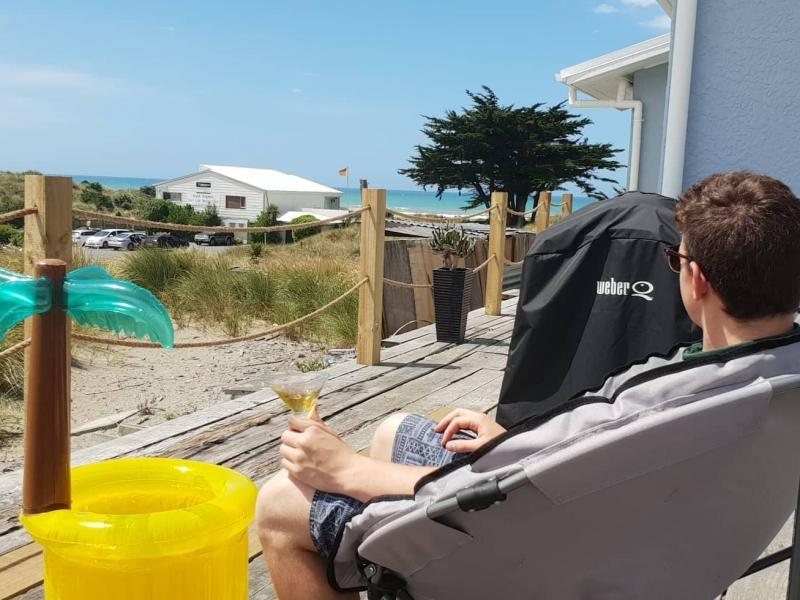 View of beach from back deck