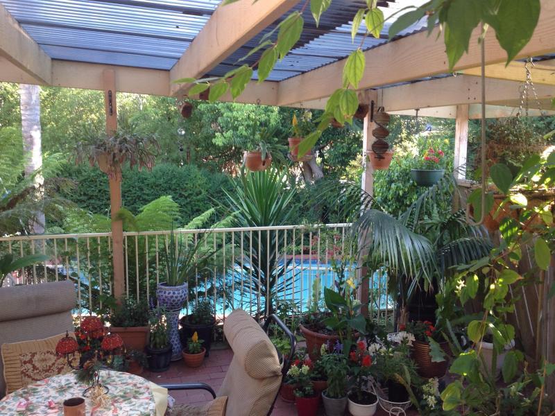 Patio over looking the pool.